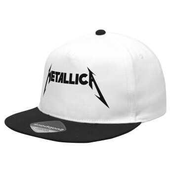 Metallica logo, Καπέλο Ενηλίκων Flat Snapback Λευκό/Μαύρο, (POLYESTER, ΕΝΗΛΙΚΩΝ, UNISEX, ONE SIZE)