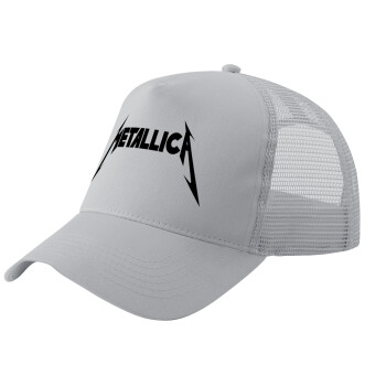 Metallica, Adult Structured Trucker Hat, with Mesh, GRAY (100% COTTON, ADULT, UNISEX, ONE SIZE)