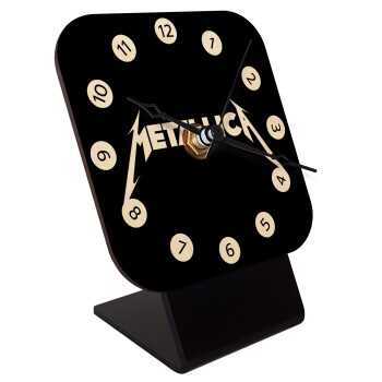 Metallica, Quartz Table clock in natural wood (10cm)