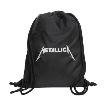 Metallica, Τσάντα πλάτης πουγκί GYMBAG Μαύρη, με τσέπη (40x48cm) & χονδρά κορδόνια