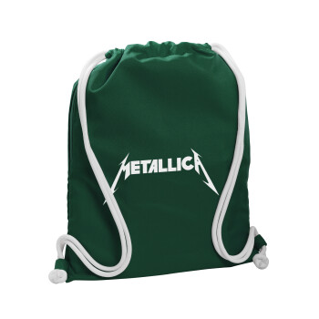 Metallica, Τσάντα πλάτης πουγκί GYMBAG BOTTLE GREEN, με τσέπη (40x48cm) & χονδρά λευκά κορδόνια