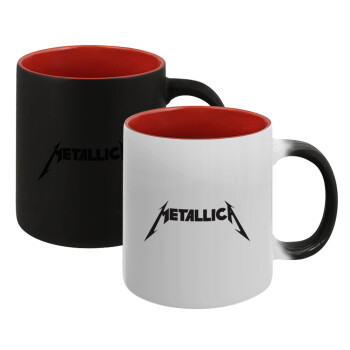 Metallica logo, Κούπα Μαγική εσωτερικό κόκκινο, κεραμική, 330ml που αλλάζει χρώμα με το ζεστό ρόφημα (1 τεμάχιο)
