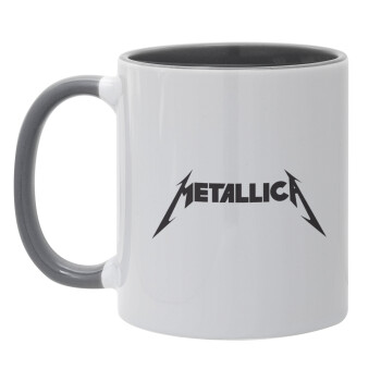 Metallica logo, Κούπα χρωματιστή γκρι, κεραμική, 330ml