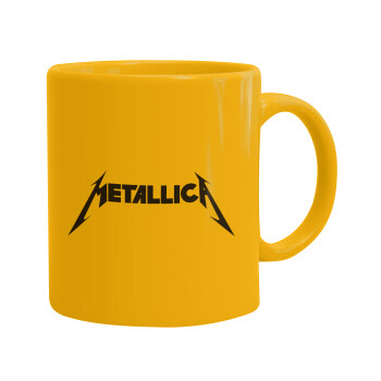 Metallica logo, Ceramic coffee mug yellow, 330ml (1pcs)