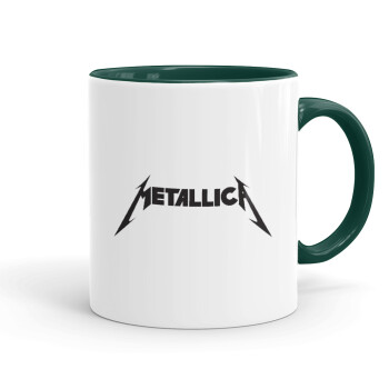 Metallica logo, Κούπα χρωματιστή πράσινη, κεραμική, 330ml