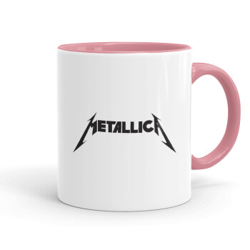 Metallica logo, Κούπα χρωματιστή ροζ, κεραμική, 330ml
