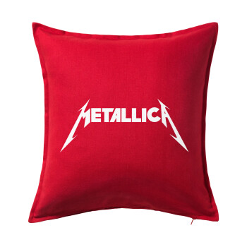 Metallica logo, Μαξιλάρι καναπέ Κόκκινο 100% βαμβάκι, περιέχεται το γέμισμα (50x50cm)
