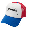 Adult Soft Trucker Hat with Red/Blue/White Mesh (POLYESTER, ADULT, UNISEX, ONE SIZE)