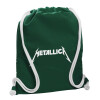 Backpack pouch GYMBAG BOTTLE GREEN, with pocket (40x48cm) & thick white cords