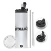 Travel Tumbler θερμό με διπλό καπάκι, μεταλλικό καλαμάκι και βούρτσα καθαρισμού (Ανωξείδωτο 304 Food grade, BPA free, 600ml)