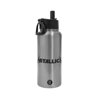 Metallica, Metal mug thermo Silver with Straw and Spout Lid (Stainless steel), double wall, 950ml