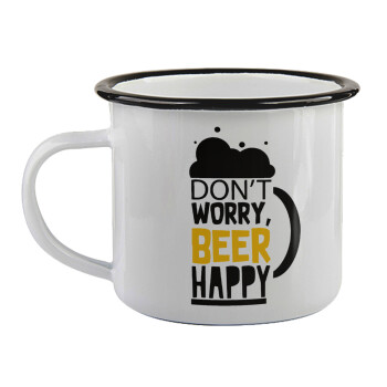 Don't worry BEER Happy, Κούπα εμαγιέ με μαύρο χείλος 360ml