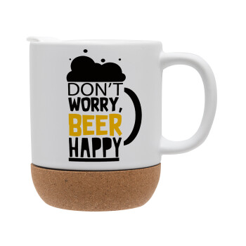 Don't worry BEER Happy, Ceramic coffee mug Cork (MAT), 330ml (1pcs)