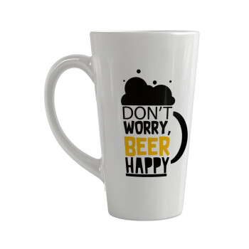 Don't worry BEER Happy, Κούπα κωνική Latte Μεγάλη, κεραμική, 450ml