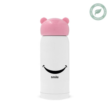 Smile!!!, Pink stainless steel thermal flask, 320ml