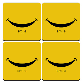 Smile!!!, ΣΕΤ 4 Σουβέρ ξύλινα τετράγωνα (9cm)