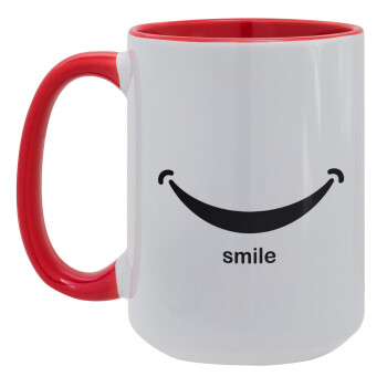 Smile!!!, Κούπα Mega 15oz, κεραμική Κόκκινη, 450ml