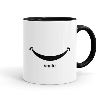 Smile!!!, Κούπα χρωματιστή μαύρη, κεραμική, 330ml