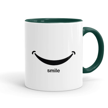Smile!!!, Mug colored green, ceramic, 330ml