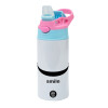 Children's hot water bottle, stainless steel, with safety straw, Pink/BlueCiel (360ml) BPA FREE