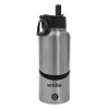 Metal mug thermo Silver with Straw and Spout Lid (Stainless steel), double wall, 950ml