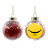 Transparent Christmas tree ball ornament with red filling 8cm