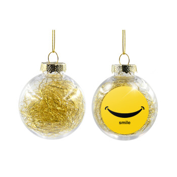 Smile!!!, Transparent Christmas tree ball ornament with gold filling 8cm