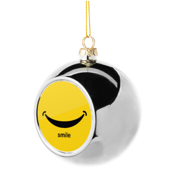 Smile!!!, Χριστουγεννιάτικη μπάλα δένδρου Ασημένια 8cm