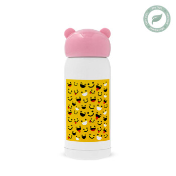 Smilies , Pink stainless steel thermal flask, 320ml