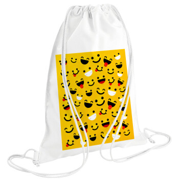 Smilies , Backpack pouch GYMBAG white (28x40cm)