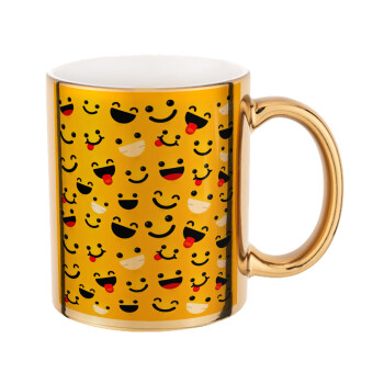 Smilies , Mug ceramic, gold mirror, 330ml