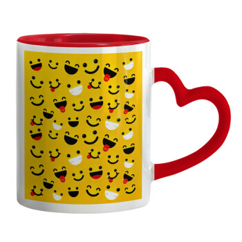 Smilies , Mug heart red handle, ceramic, 330ml