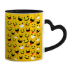 Mug heart black handle, ceramic, 330ml