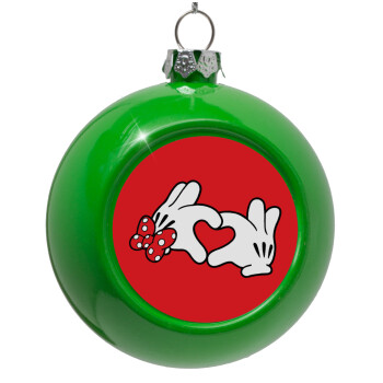 Love hands, Green Christmas tree ornament bauble 8cm