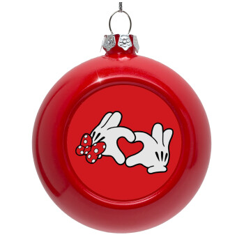 Love hands, Red Christmas tree ornament bauble 8cm