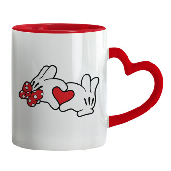 Love hands, Mug heart red handle, ceramic, 330ml