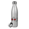 Metallic Glitter Silver Thermos Flask (Stainless steel), double-walled, 500ml