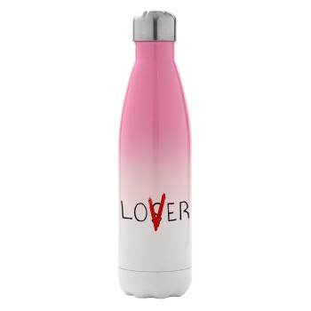 IT Lov(s)er, Metal mug thermos Pink/White (Stainless steel), double wall, 500ml