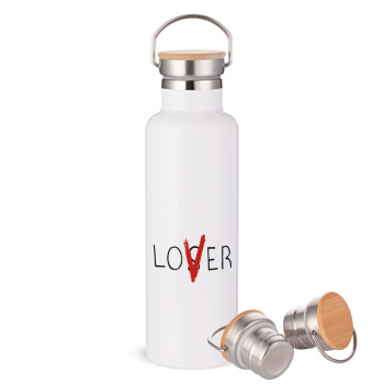 IT Lov(s)er, Stainless steel White with wooden lid (bamboo), double wall, 750ml