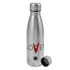 Metallic water bottle, stainless steel, 750ml