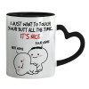 Mug heart black handle, ceramic, 330ml