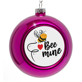 Bee mine!!!, Purple Christmas tree ornament bauble 8cm