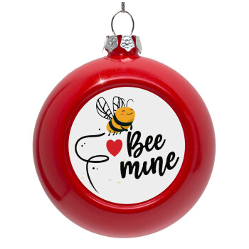 Bee mine!!!, Red Christmas tree ornament bauble 8cm