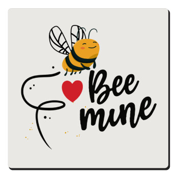 Bee mine!!!, Τετράγωνο μαγνητάκι ξύλινο 6x6cm