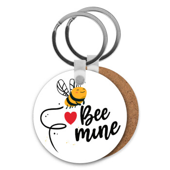 Bee mine!!!, Μπρελόκ Ξύλινο στρογγυλό MDF Φ5cm