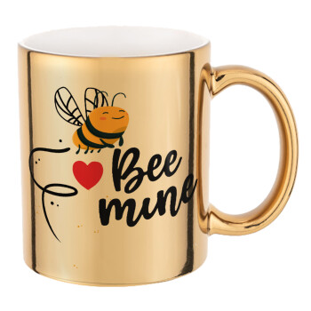 Bee mine!!!, Κούπα κεραμική, χρυσή καθρέπτης, 330ml