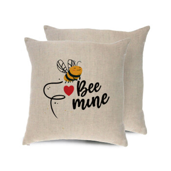 Bee mine!!!, Μαξιλάρι καναπέ ΛΙΝΟ 40x40cm περιέχεται το  γέμισμα