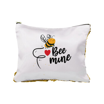 Bee mine!!!, Sequin Gold Pouch Cosmetic Bag