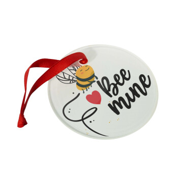 Bee mine!!!, Christmas ornament glass 9cm