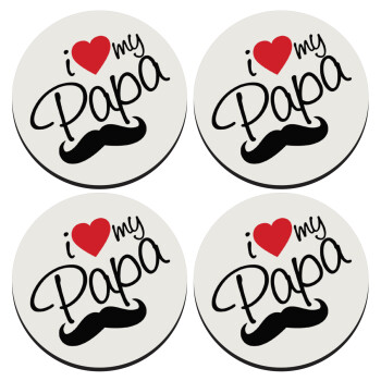 I Love my papa, SET of 4 round wooden coasters (9cm)